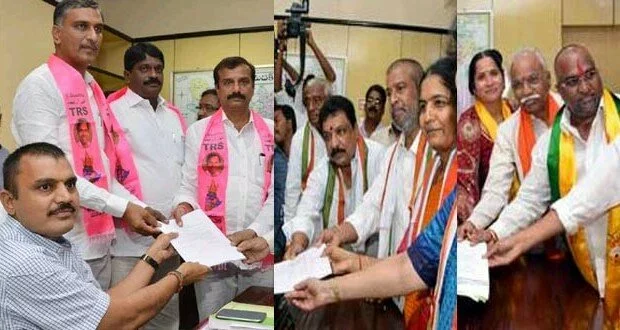 TRS, Cong, BJP candidates file nominations